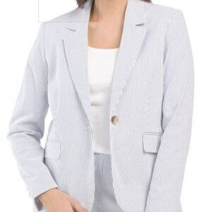 White and blue seersucker Lauren size 18w blazer